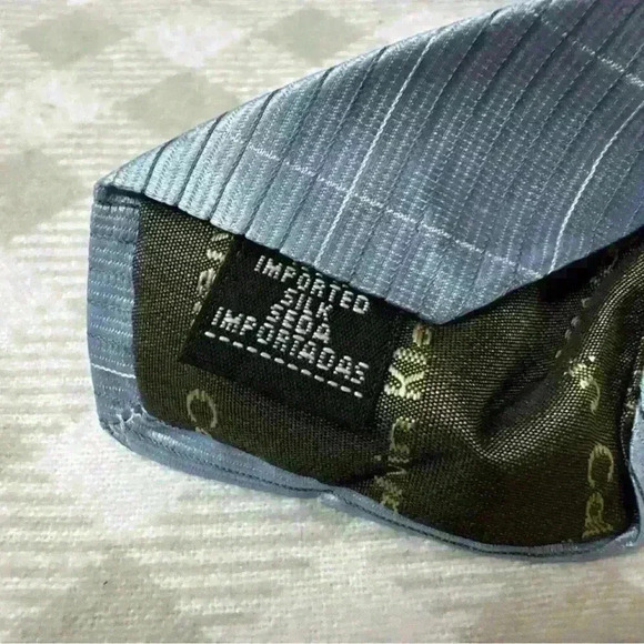 Calvin Klein Men's Classic Neck Tie Light Blue Grid Silk Blend MSRP $69.50 - Picture 4 of 5